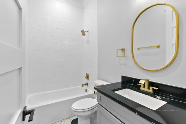 a bathroom with a tub