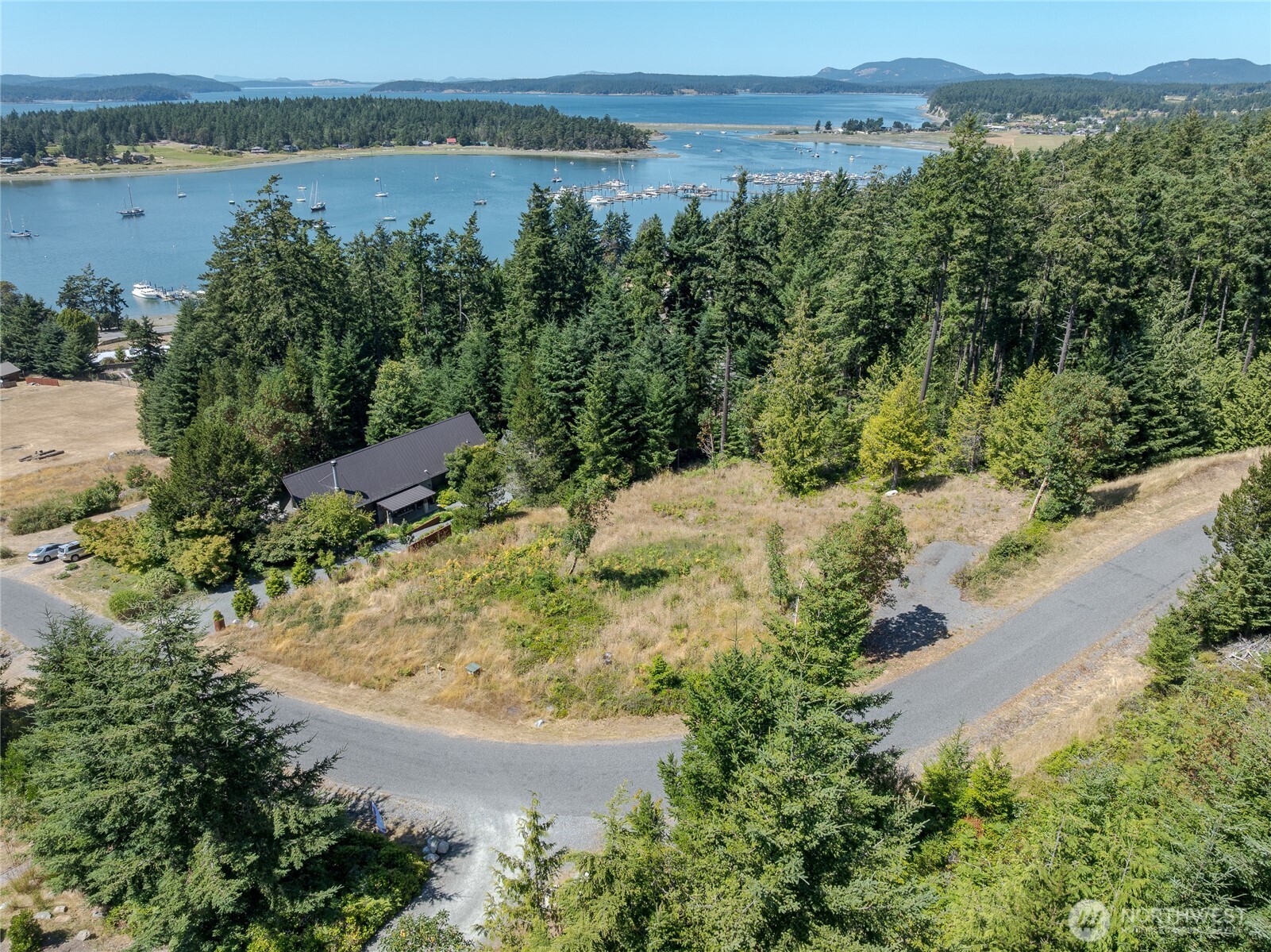 295 Rum Runner Road Lopez Island, WA 98261 - Photo 3 of 37 an aerial view of a houses with a lake view