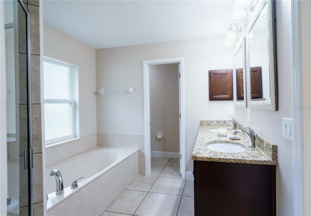 5273 Southwest 96th Place Ocala, FL 34476 - Photo 30 of 55 a bathroom with a granite countertop sink and a mirror