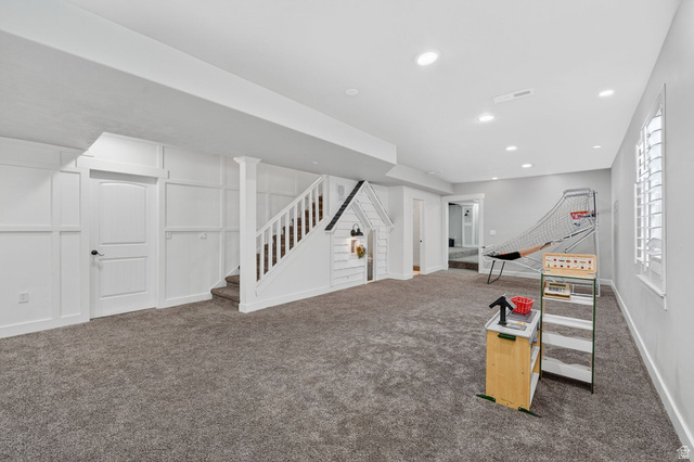 14714 South Bright Wood Road Herriman, UT 84096 - Photo 32 of 41 Playroom featuring carpet and recessed lighting