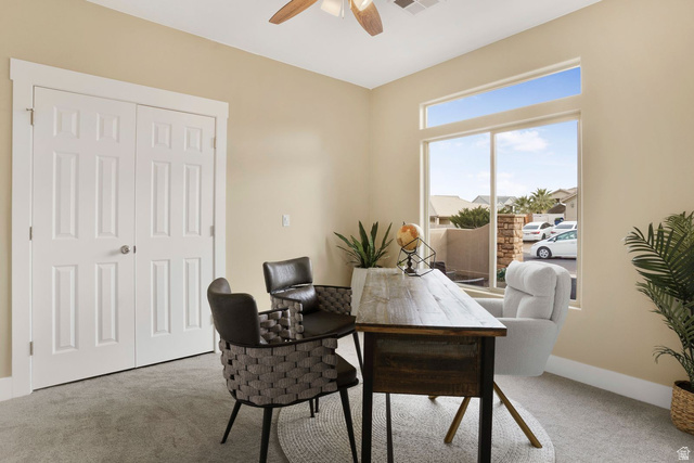 1570 South Rio Virgin Drive Washington, UT 84780 - Photo 42 of 71 Office area with carpet and ceiling fan