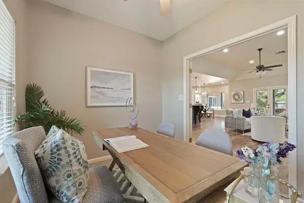 a living room with furniture