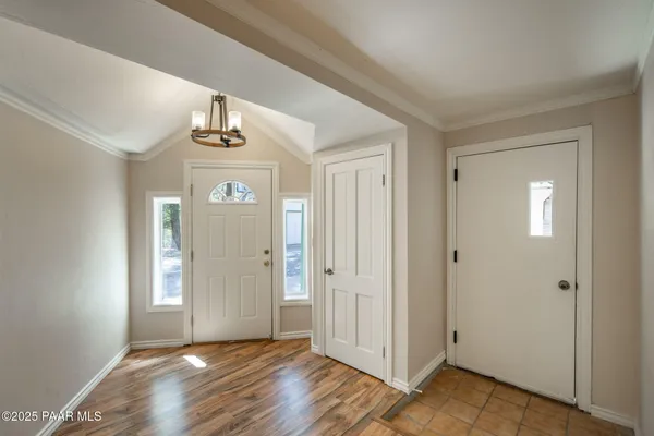 a view of livingroom with wooden floor