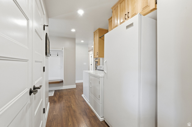 2420 West Old Hwy Road Morgan, UT 84050 - Photo 16 of 54 Laundry area with recessed lighting, dark wood-style flooring