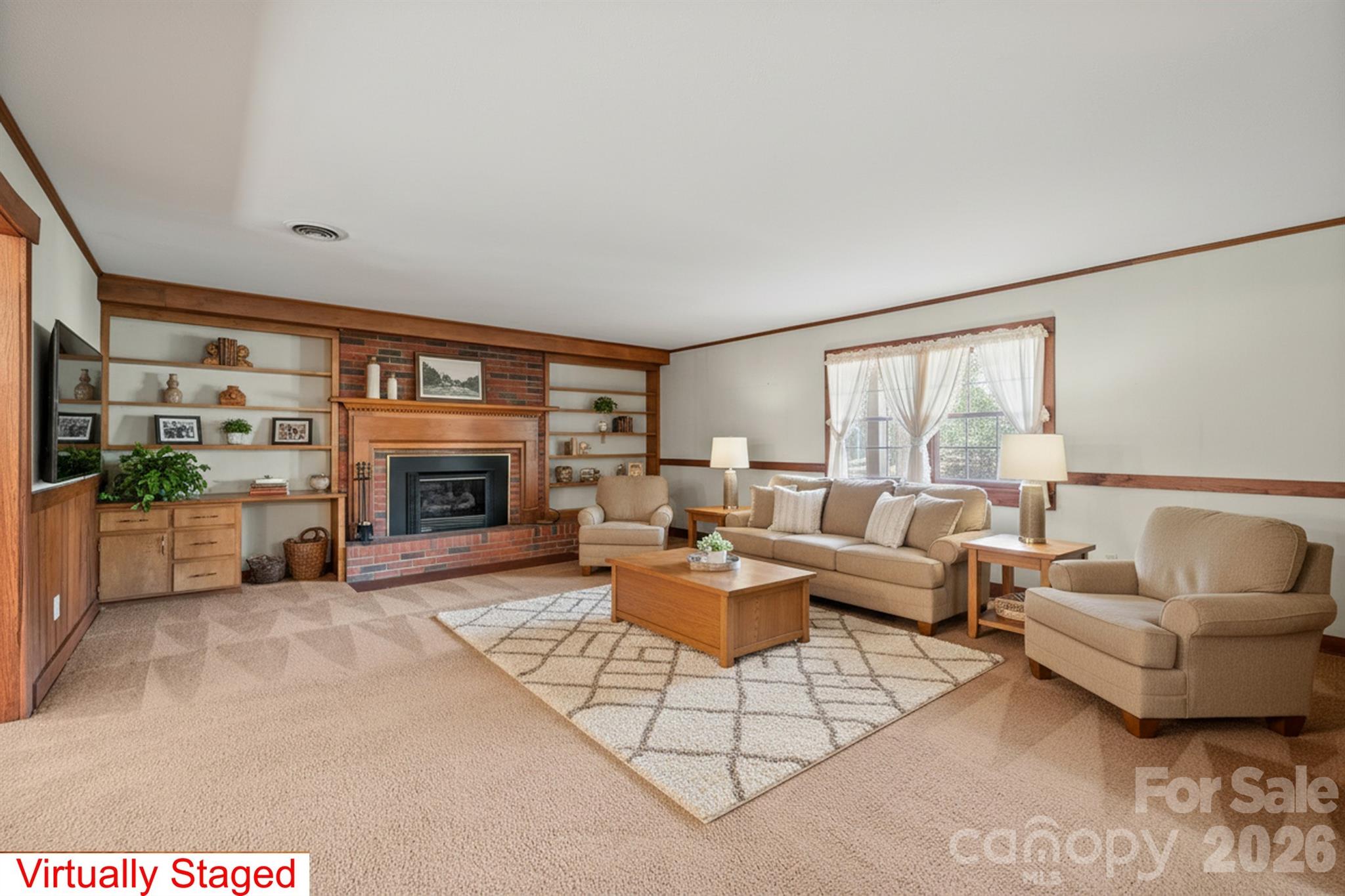 482 Miller Farm Road Statesville, NC 28625 - Photo 38 of 46 a living room with furniture a fireplace and a large window
