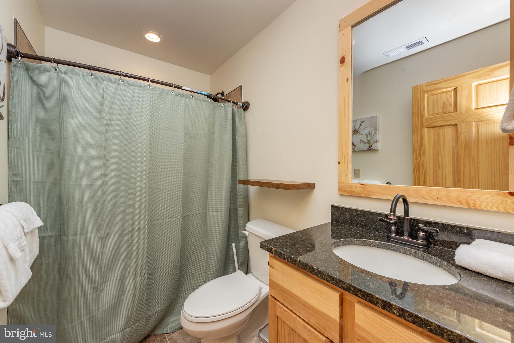 37 Ridgeline Trail McHenry, MD 21541 - Photo 34 of 59 a bathroom with a granite countertop sink toilet and a mirror