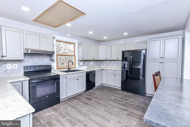 a view of a house with a yard and large tree