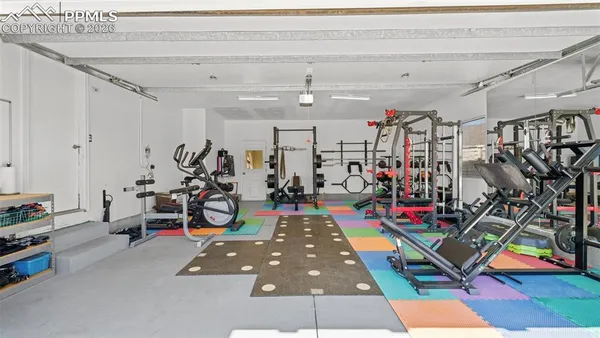 a view of a room with gym equipment