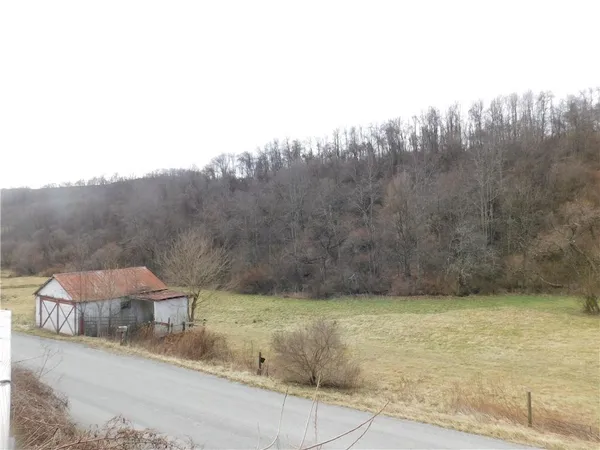 a view of a house with a yard and a forest