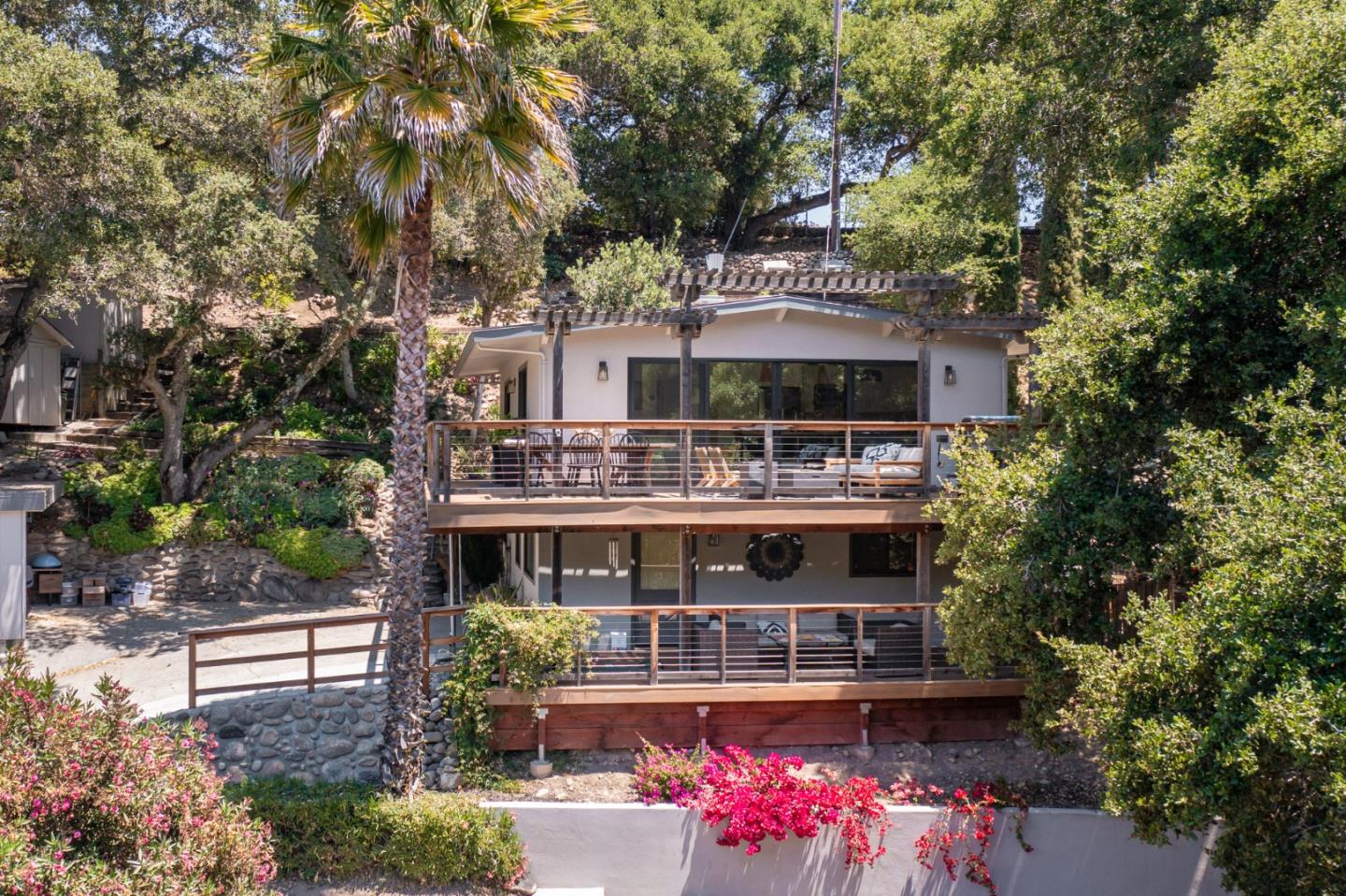 a front view of a building with balcony