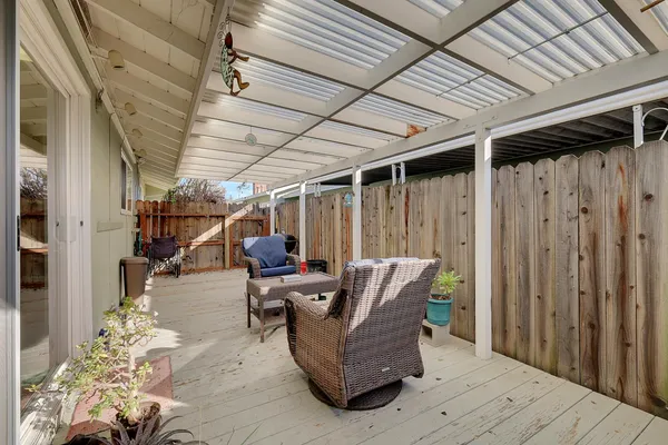 a living room with furniture
