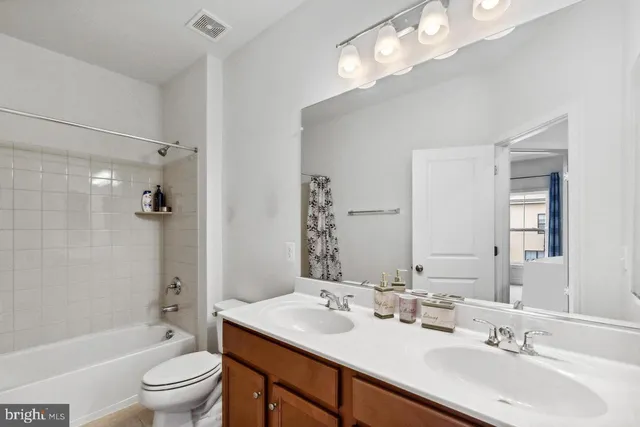 a bathroom with a sink a toilet a mirror a bathtub and shower