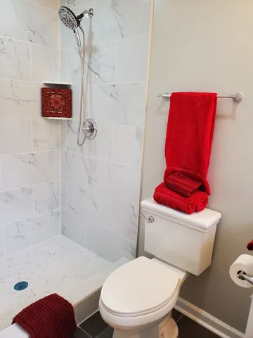 a bathroom with a shower