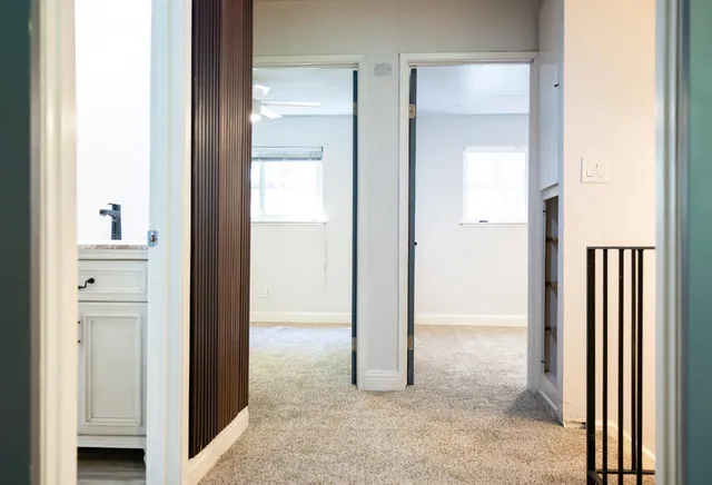 a view of a room with a wardrobe space