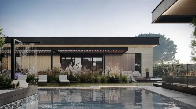 a view of a building with potted plants