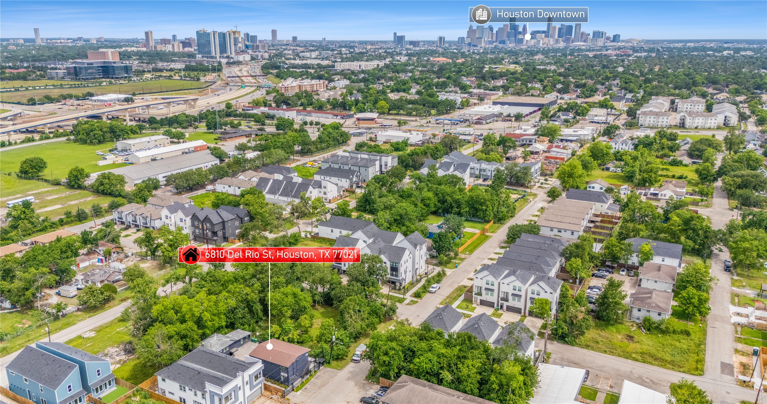 6810 Del Rio Street, Unit 4 Houston, TX 77021 - Photo 2 of 13 an aerial view of residential houses with outdoor space and street view