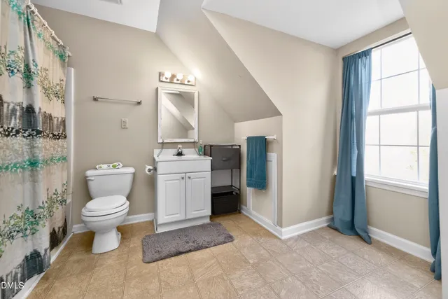 a view of a park with large trees