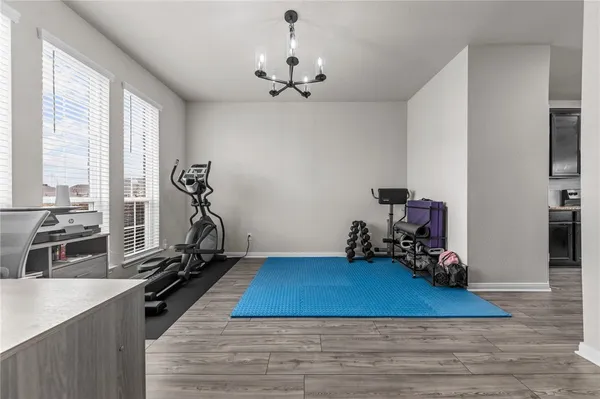a view of a room with gym equipment