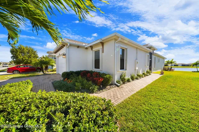 a view of a lake with a houses