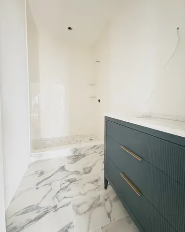 a bathroom with a bathtub