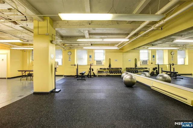 a view of a room with gym equipment