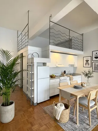 a kitchen with appliances and cabinets