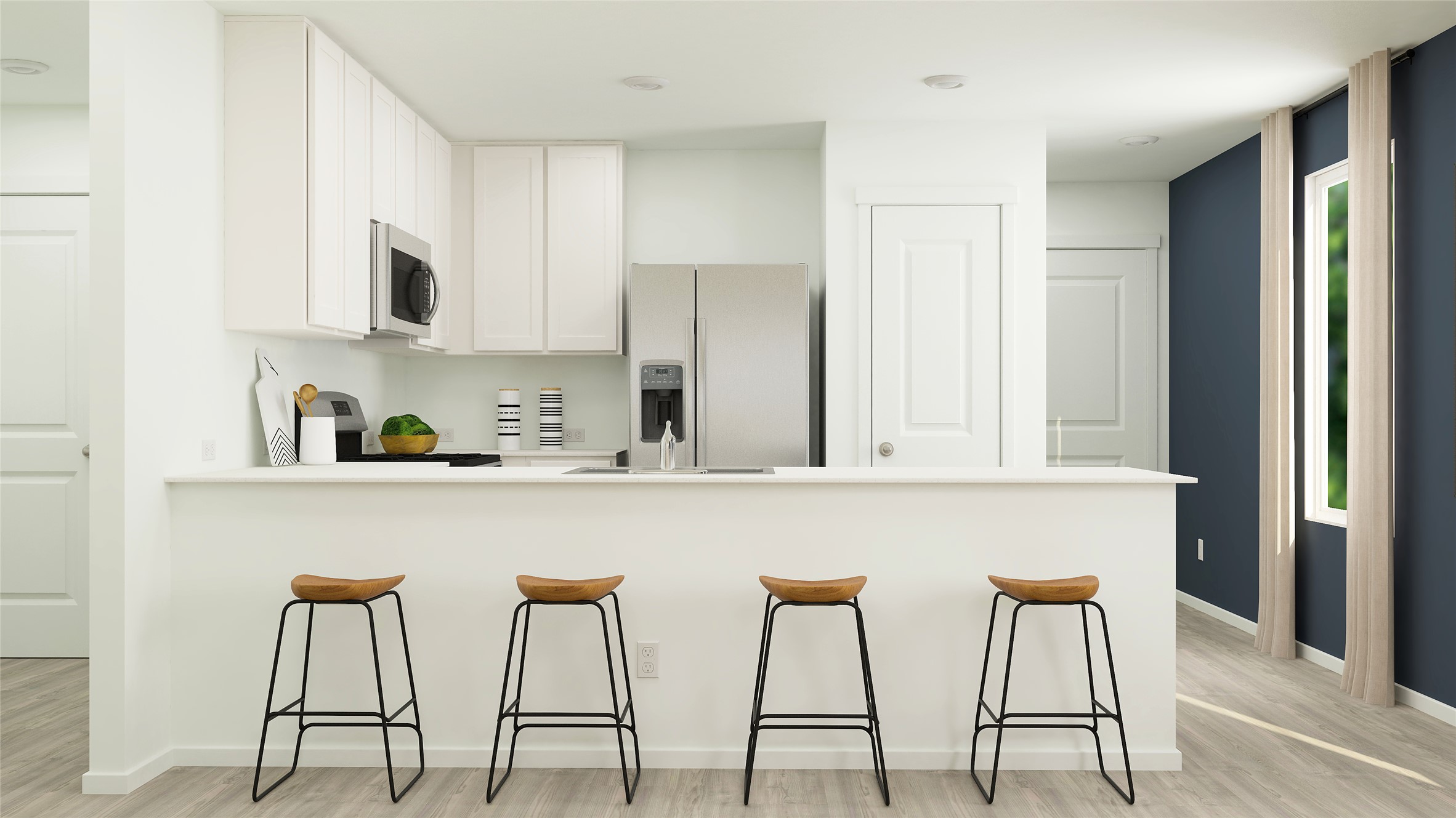 117 Texas Angel Way Jarrell, TX 76537 - Photo 18 of 33 a white kitchen with stainless steel appliances granite countertop white cabinets and chairs
