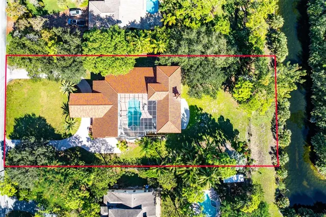 an aerial view of a house