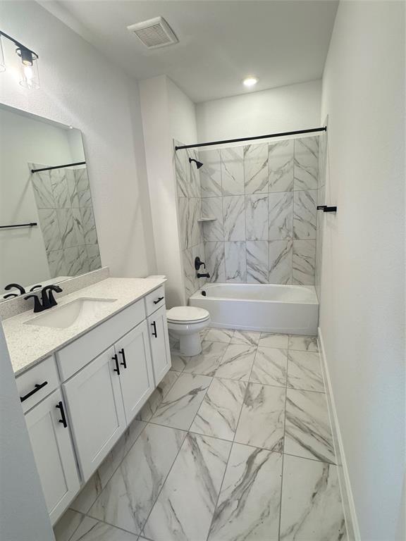 1313 Eureka Spgs Street Prosper, TX 75078 - Photo 17 of 40 Full bath featuring vanity, shower combination, and light marble finish flooring