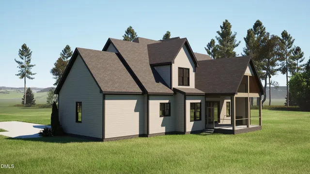 a view of a house with a yard porch and a garden