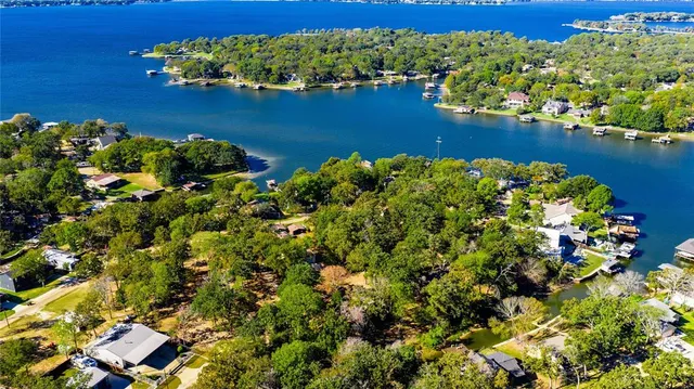 a view of a lake with a park