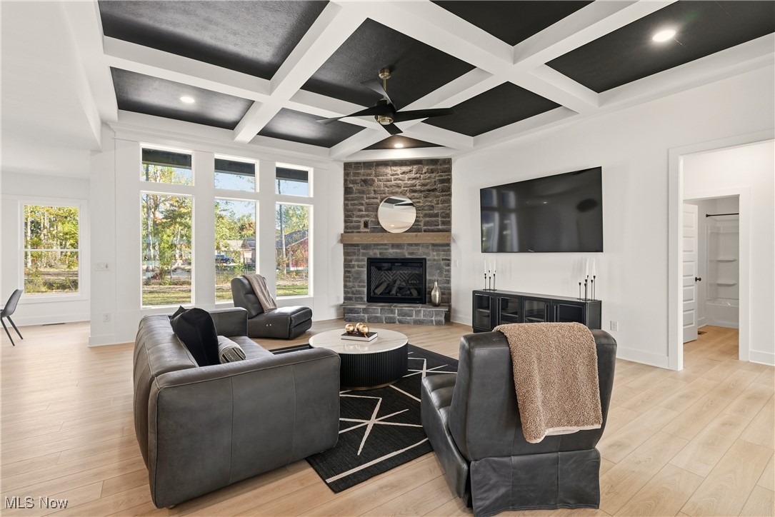 5906 Russia Road Amherst, OH 44001 - Photo 19 of 50 LR with coffered ceiling