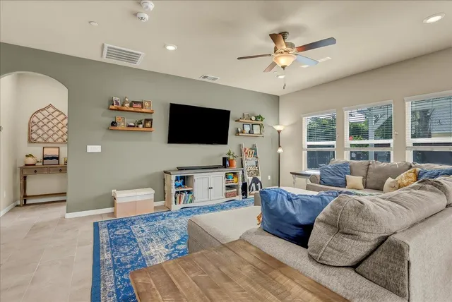 a living room with furniture