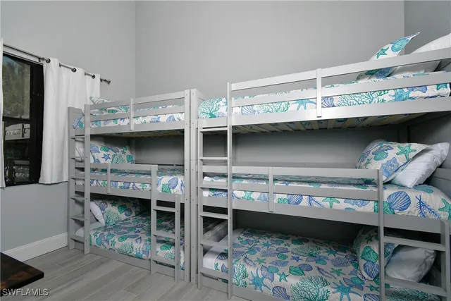 a view of cabinets and window