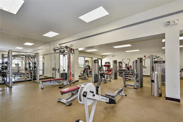 a view of a room with gym equipment
