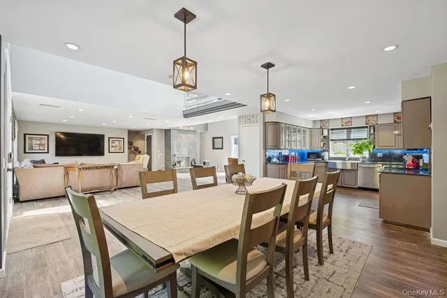 a view of a dining area with furniture