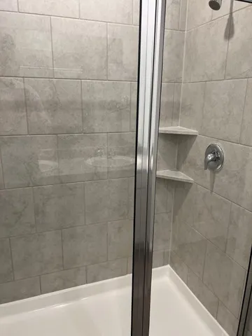 a bathroom with a bathtub