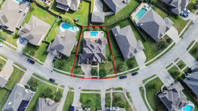 an aerial view of a house