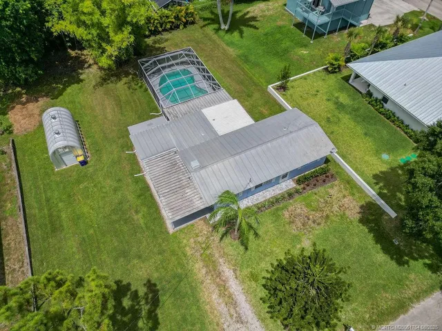 an aerial view of a house