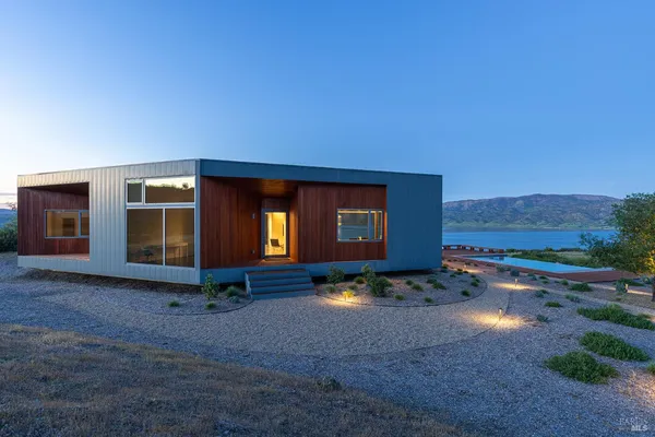 an aerial view of a house