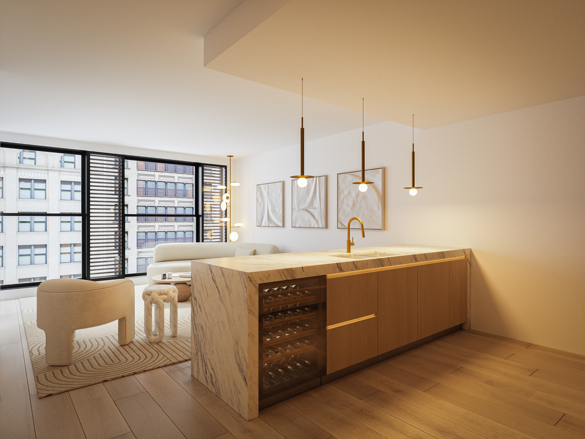 16 West 18th Street, Unit 3 Manhattan, NY 10011 - Photo 6 of 9 a spacious bathroom with a double vanity sink and a large window