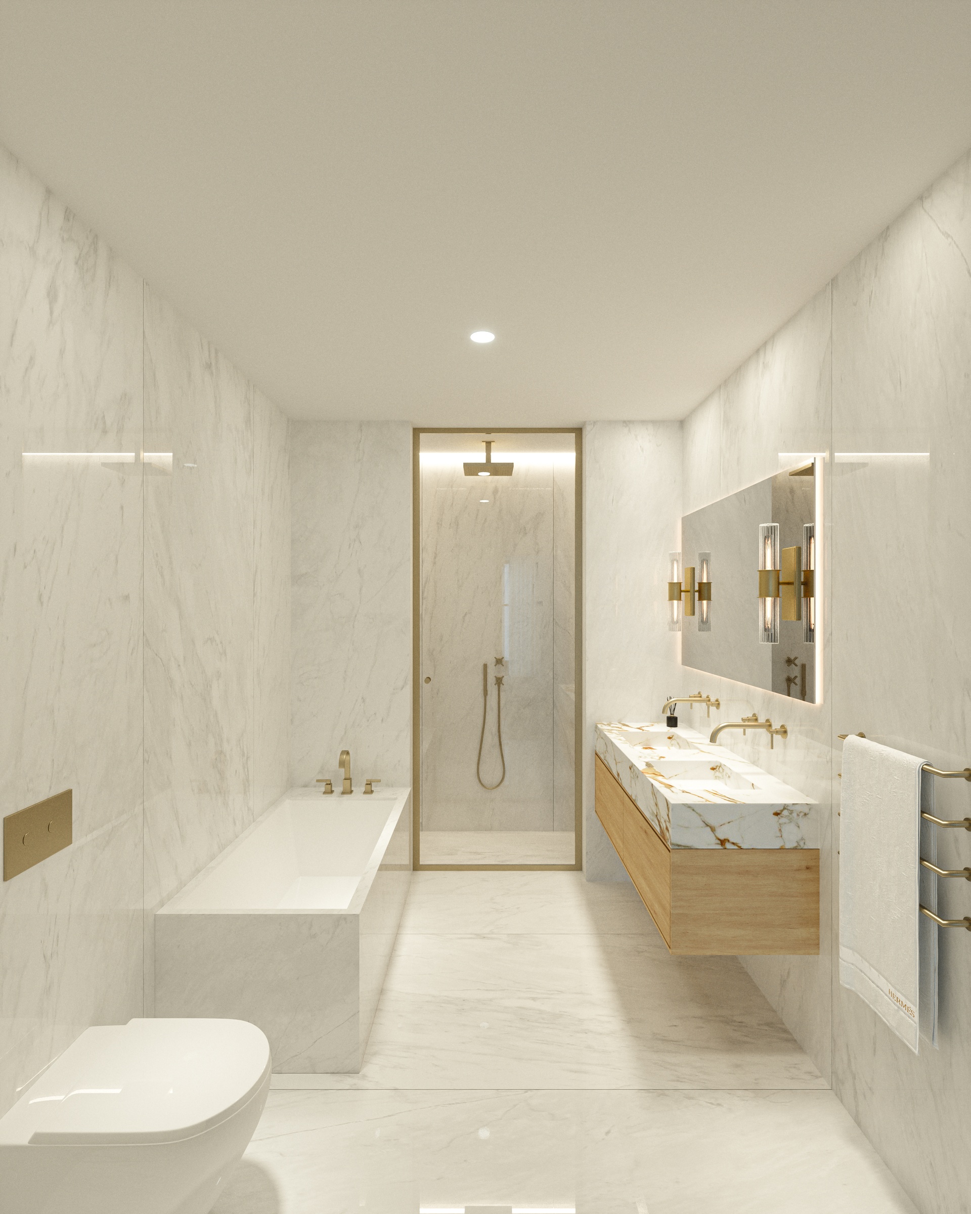 16 West 18th Street, Unit 3 Manhattan, NY 10011 - Photo 8 of 9 a spacious bathroom with a tub sink shower and mirror