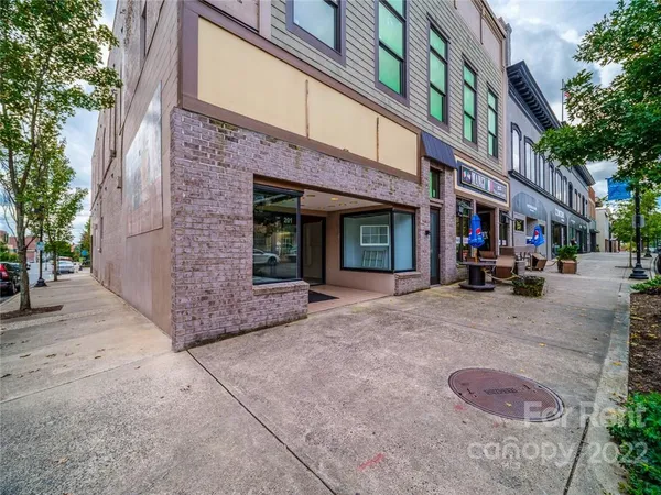 a front view of a building with street