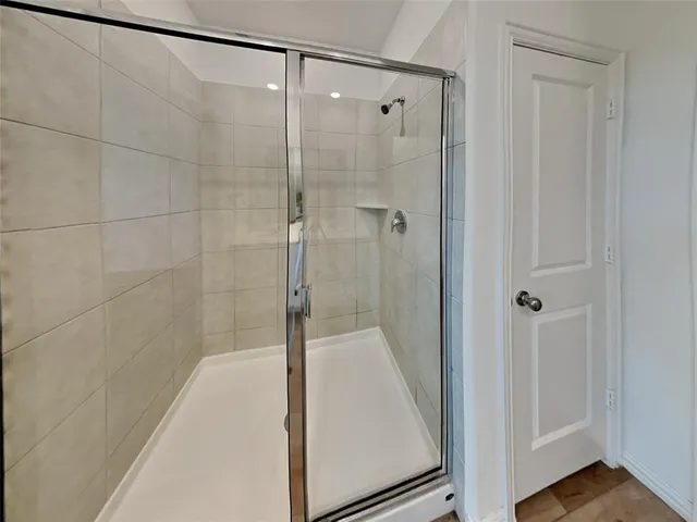 a bathroom with a bathtub