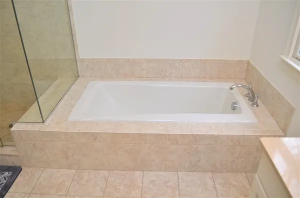 a bathroom with a bathtub