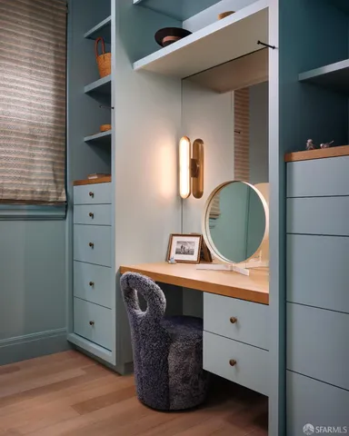 a room with a cabinets and a wooden floor