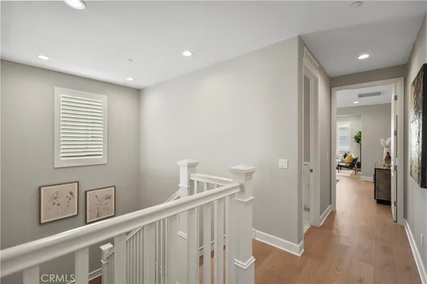 a view of a hallway with workspace