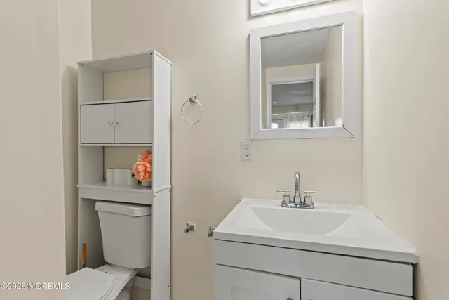a bathroom with a sink toilet and vanity