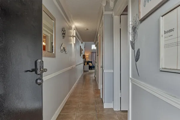 a view of hallway with shower