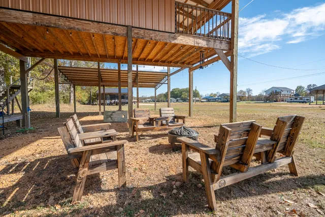 a view of an outdoor sitting area with couch